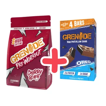 GRENADE Pre Workout - Cherry Bomb 330 g + ajándék GRENADE High Protein bar Oreo Pack 4x60 g