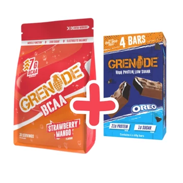 GRENADE BCAA -  Strawberry Mango 390 g + ajándék GRENADE High Protein bar Oreo Pack 4x60 g