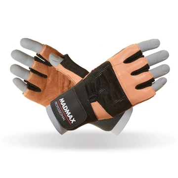 MADMAX Professional Natural Brown csuklószorítós kesztyű - L