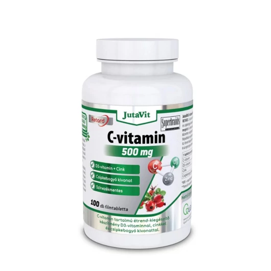 JutaVit C-vitamin 500mg retard csipkeb.kivonattal+D3+Cink 100 tabletta