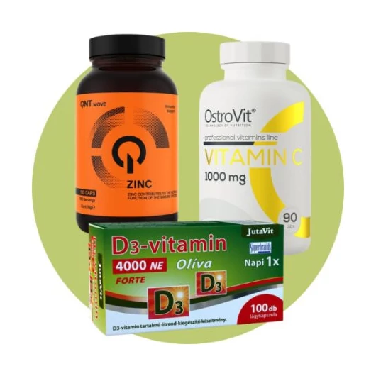 Ostrovit-QNT-Jutavit - Immune csomag (C vitamin + D3 vitamin + Kálcium, Magnézium, Cink)