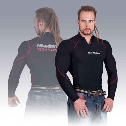 MADMAX Compression Long Sleeve Top with zip Red hosszú ujjú felső cipzárral - XXL