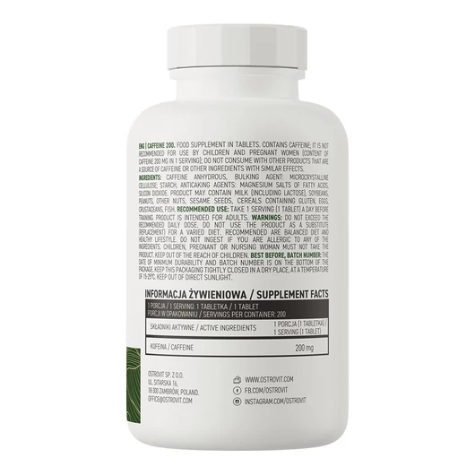 OstroVit Caffeine 200 mg – 200 tabletta