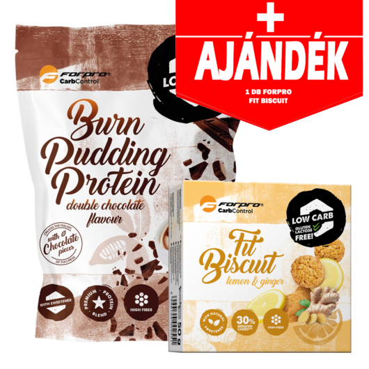 Forpro Burn Pudding Protein 500 g - Double Chocolate + AJÁNDÉK Forpro Fit Biscuit 50g