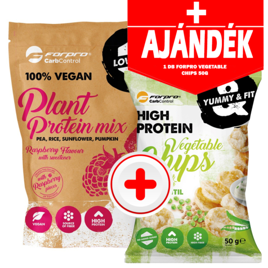 Forpro 100% Vegan Plant Protein Mix 510 g - Raspberry + AJÁNDÉK  Vegetable Chips 50 g