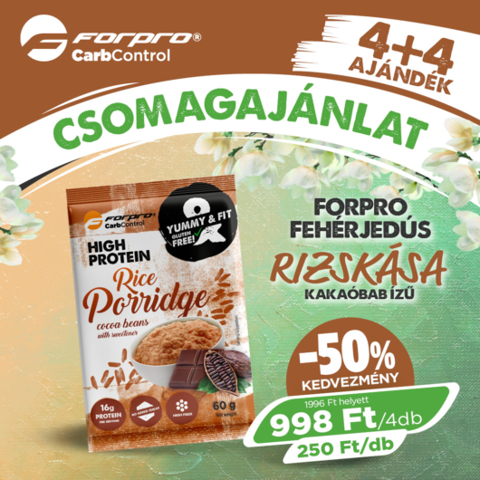 Forpro High Protein Rice Porridge 60g cocoa beans 4+4 csomagajánlat