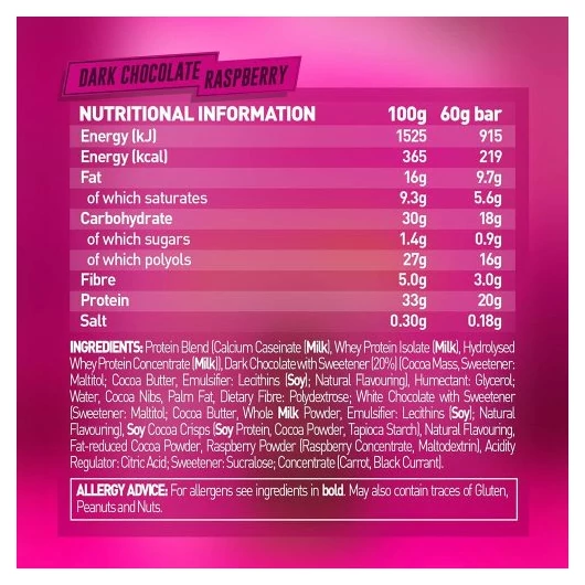 GRENADE High Protein Bar Dark Chocolate Raspberry 60g