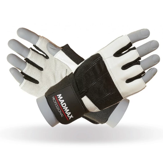 MADMAX Professional White csuklószorítós kesztyű - L