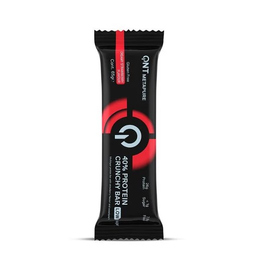 QNT METAPURE 40% Protein Crunchy Bar 65g Creamy Strawberry