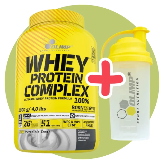 OLIMP SPORT Whey Protein Complex 100% 1800g Cookies&Cream + Ajándék OLIMP SPORT Shaker 700ml Yellow/Trans
